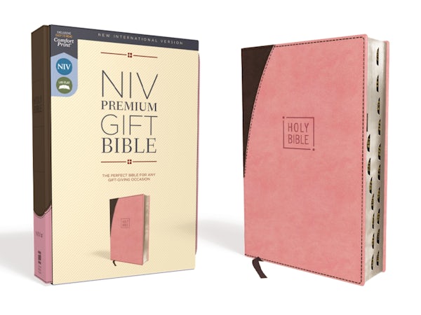 Cover image for Niv, Premium Gift Bible, Leathersoft, Pink/Brown, Red Letter Edition, Indexed, Comfort Print, isbn: 9780310094142