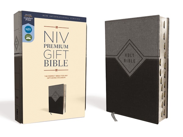 Cover image for Niv, Premium Gift Bible, Leathersoft, Black/Gray, Red Letter Edition, Indexed, Comfort Print, isbn: 9780310094203