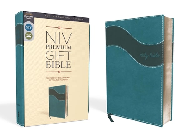 Cover image for Niv, Premium Gift Bible, Leathersoft, Blue, Red Letter Edition, Indexed, Comfort Print, isbn: 9780310094470