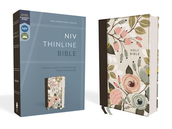 Cover image for Niv, Thinline Bible, Cloth Over Board, Floral, Red Letter Edition, Comfort Print, isbn: 9780310108825