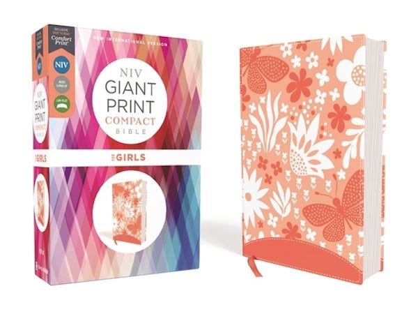 Cover image for Niv, Giant Print Compact Bible for Girls, Leathersoft, Coral, Red Letter Edition, Comfort Print, isbn: 9780310114581