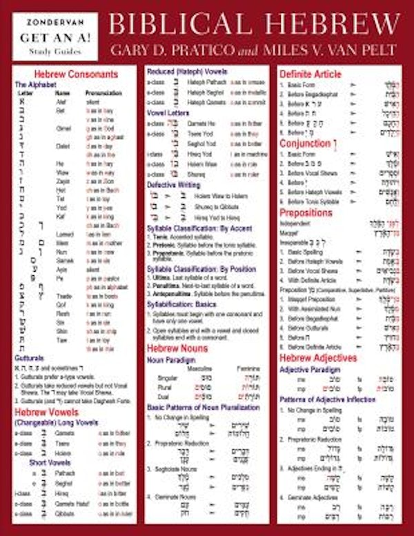 Cover image for Biblical Hebrew Laminated Sheet, isbn: 9780310262954