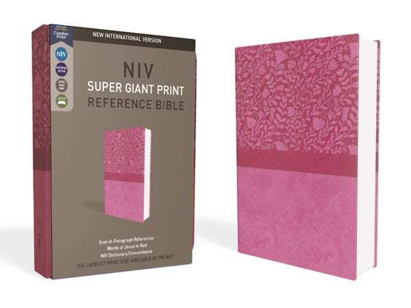 Cover image for NIV, Super Giant Print Reference Bible, Giant Print, Imitation Leather, Pink, Red Letter Edition, isbn: 9780310445944