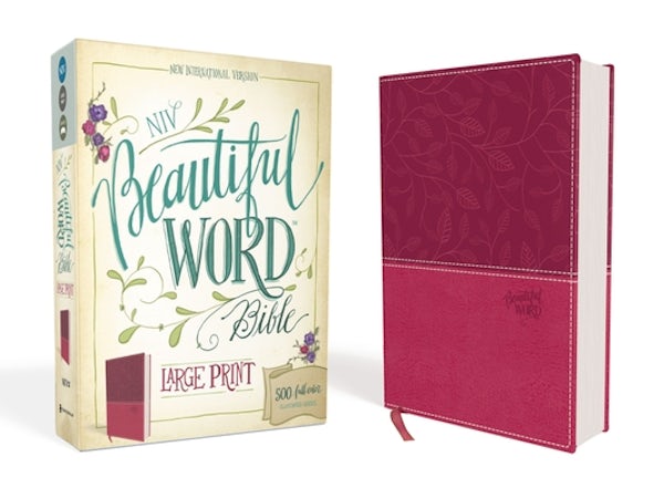 Cover image for NIV, Beautiful Word Bible, Large Print, Imitation Leather, Pink, isbn: 9780310446071