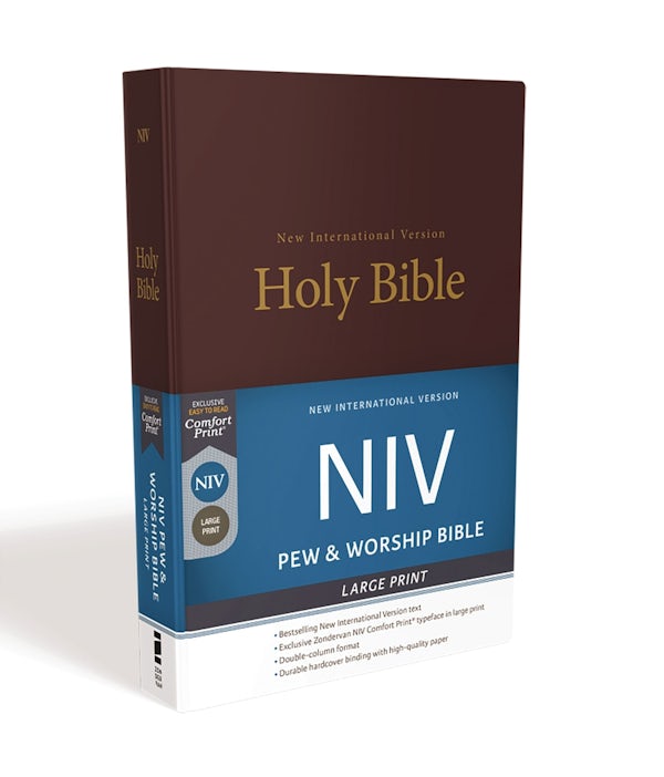 Cover image for NIV, Pew and Worship Bible, Large Print, Hardcover, Burgundy, isbn: 9780310446330