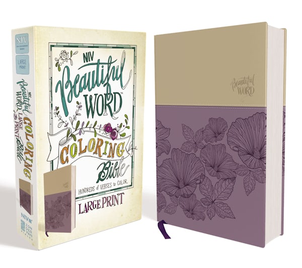 Cover image for NIV, Beautiful Word Coloring Bible, Large Print, Imitation Leather, Purple/Tan, isbn: 9780310447061