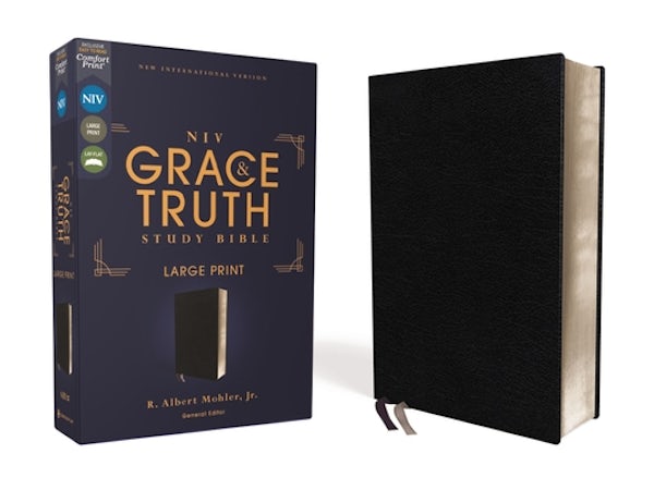 Cover image for Niv, the Grace and Truth Study Bible (Trustworthy and Practical Insights), Large Print, European Bonded Leather, Black, Red Letter, Comfort Print, isbn: 9780310447481