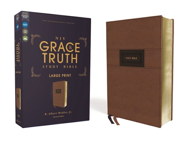 Cover image for Niv, the Grace and Truth Study Bible (Trustworthy and Practical Insights), Large Print, Leathersoft, Brown, Red Letter, Comfort Print, isbn: 9780310447542