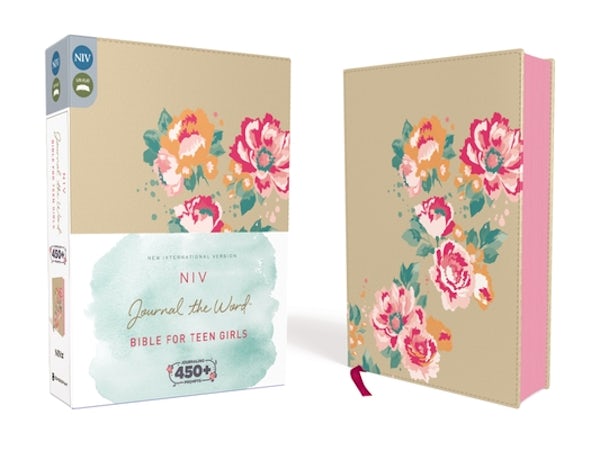 Cover image for NIV, Journal the Word Bible for Teen Girls, Imitation Leather, Gold/Floral, isbn: 9780310447931