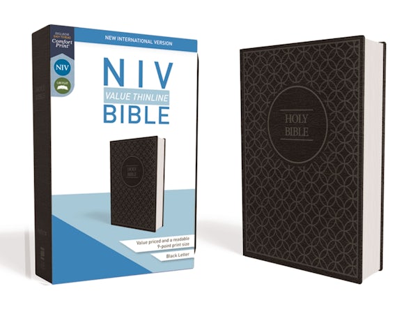 Cover image for NIV, Value Thinline Bible, Imitation Leather, Gray/Black, isbn: 9780310448440