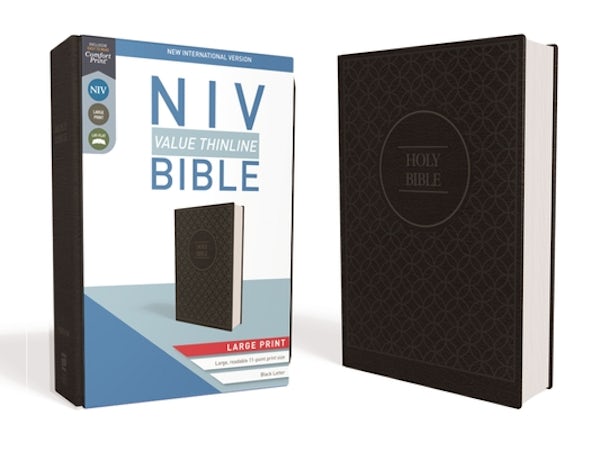 Cover image for NIV, Value Thinline Bible, Large Print, Imitation Leather, Gray/Black, isbn: 9780310448518