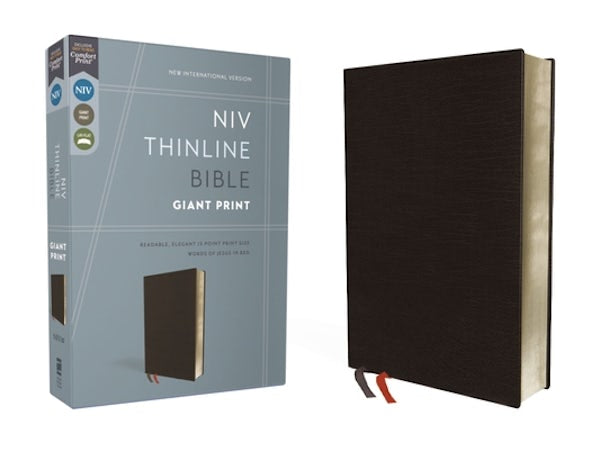 Cover image for NIV, Thinline Bible, Giant Print, Bonded Leather, Black, Red Letter Edition, isbn: 9780310448594