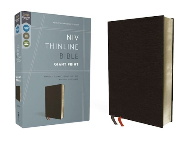 Cover image for NIV, Thinline Bible, Giant Print, Bonded Leather, Black, Red Letter Edition, isbn: 9780310448594