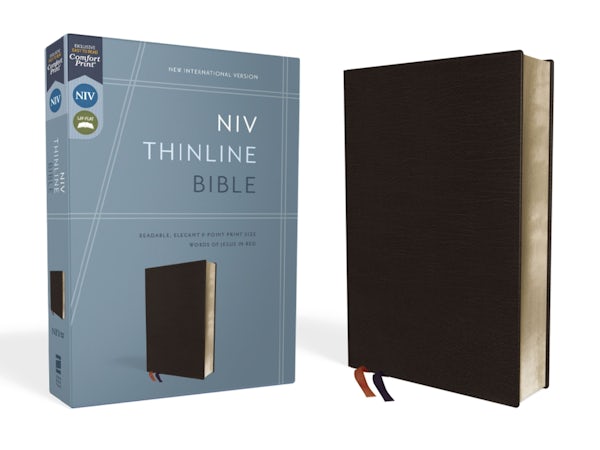 Cover image for NIV, Thinline Bible, Bonded Leather, Black, Red Letter Edition, isbn: 9780310448761