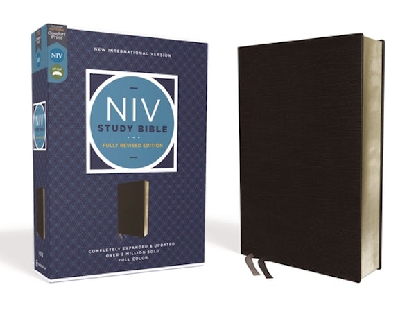 Cover image for NIV Study Bible, Fully Revised Edition, Bonded Leather, Black, Red Letter, Comfort Print, isbn: 9780310448976