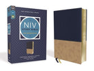 Cover image for NIV Study Bible, Fully Revised Edition, Leathersoft, Navy/Tan, Red Letter, Comfort Print, isbn: 9780310448990