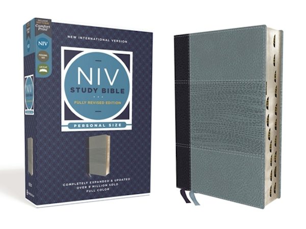 Cover image for NIV Study Bible, Fully Revised Edition, Personal Size, Leathersoft, Navy/Blue, Red Letter, Thumb Indexed, Comfort Print, isbn: 9780310449157