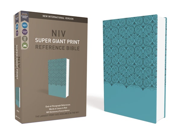 Cover image for NIV, Super Giant Print Reference Bible, Imitation Leather, Blue, Red Letter Edition, isbn: 9780310449386