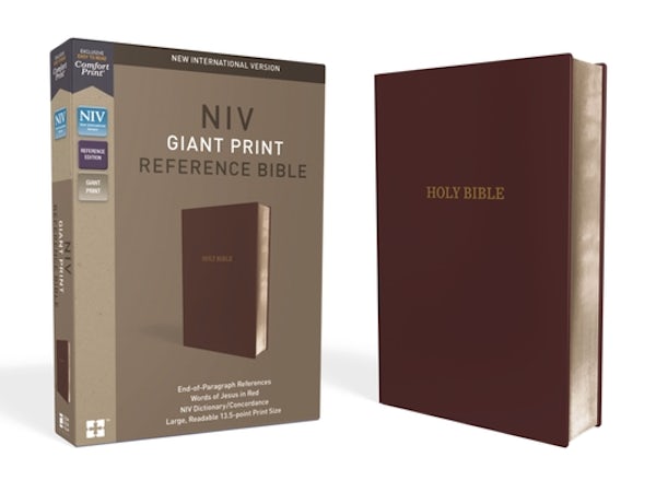 Cover image for NIV, Reference Bible, Giant Print, Leather-Look, Burgundy, Red Letter Edition, Comfort Print, isbn: 9780310449430