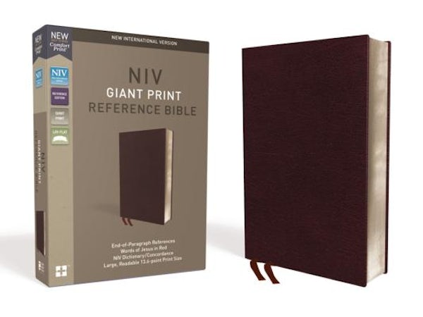 Cover image for NIV, Reference Bible, Giant Print, Bonded Leather, Burgundy, Red Letter Edition, Comfort Print, isbn: 9780310449478