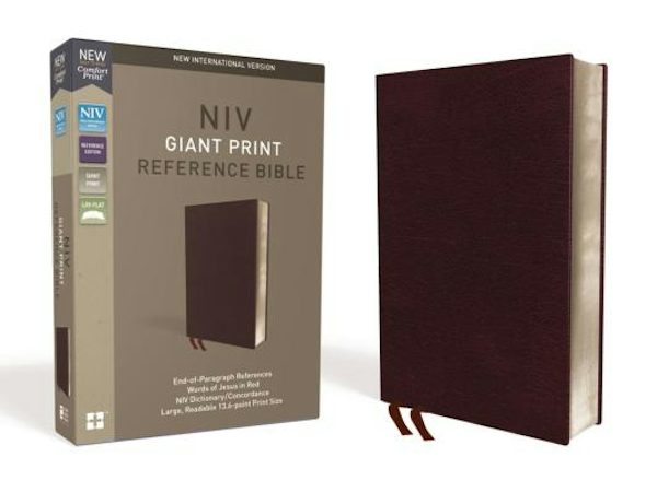 Cover image for NIV, Reference Bible, Giant Print, Bonded Leather, Burgundy, Red Letter Edition, Comfort Print, isbn: 9780310449478