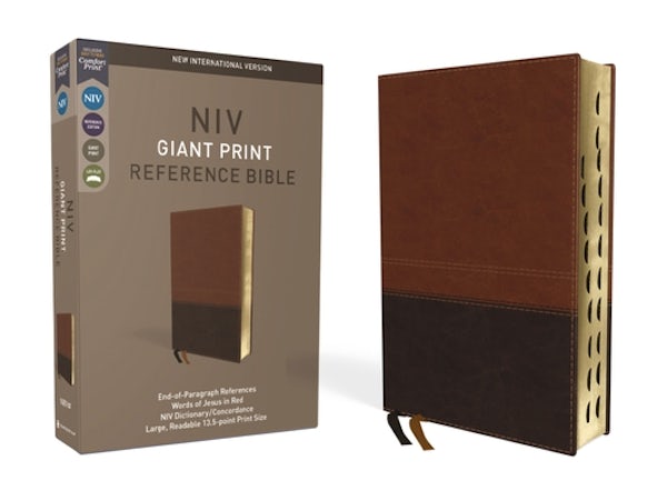 Cover image for NIV, Reference Bible, Giant Print, Imitation Leather, Brown, Red Letter Edition, Indexed, Comfort Print, isbn: 9780310449522