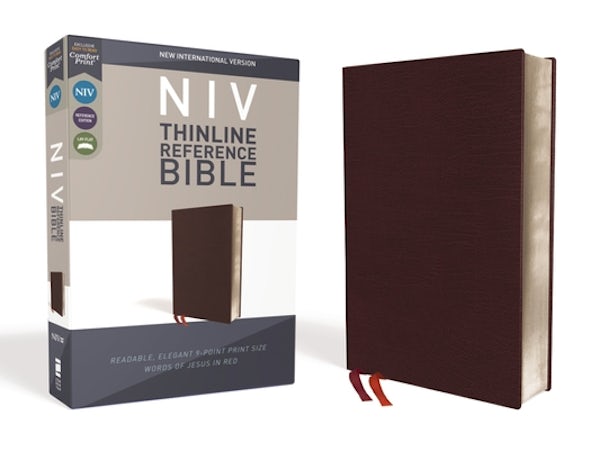 Cover image for NIV, Thinline Reference Bible, Bonded Leather, Burgundy, Red Letter Edition, Comfort Print, isbn: 9780310449638