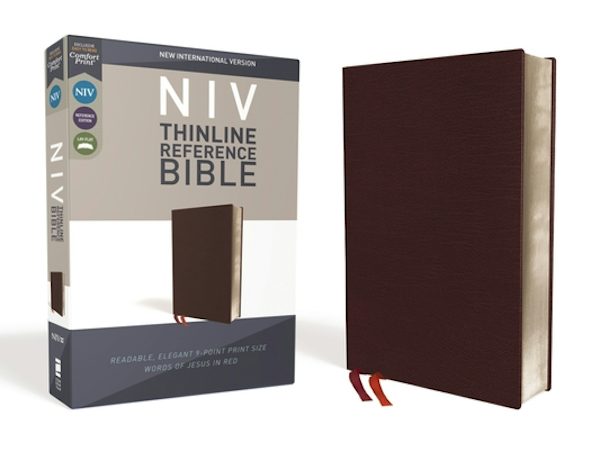 Cover image for NIV, Thinline Reference Bible, Bonded Leather, Burgundy, Red Letter Edition, Comfort Print, isbn: 9780310449638