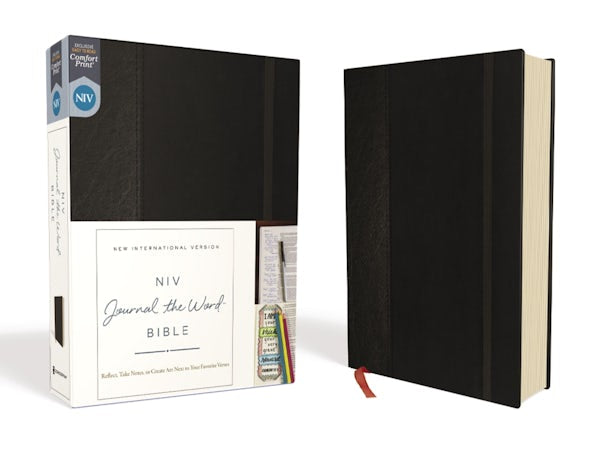 Cover image for NIV, Journal the Word Bible, Hardcover, Black, Red Letter Edition, Comfort Print, isbn: 9780310450252