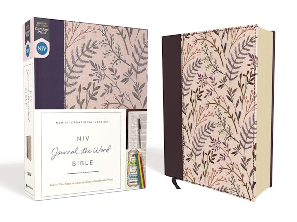 Cover image for NIV, Journal the Word Bible, Cloth Over Board, Pink Floral, Red Letter Edition, Comfort Print, isbn: 9780310450269