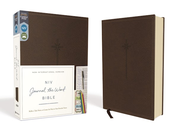Cover image for NIV, Journal the Word Bible, Imitation Leather, Brown, Red Letter Edition, Comfort Print, isbn: 9780310450276