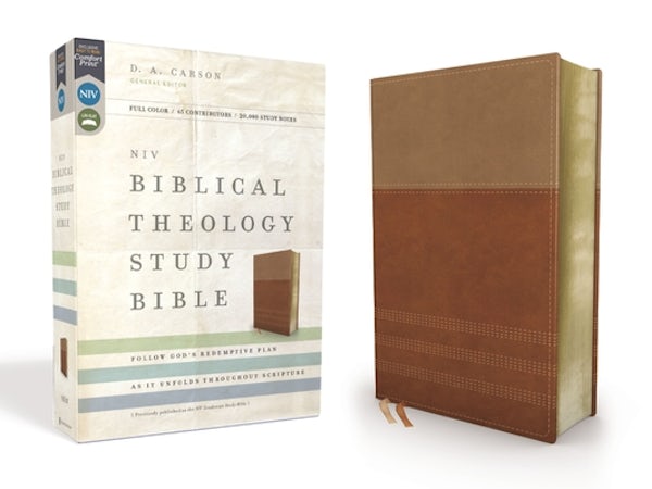 Cover image for NIV, Biblical Theology Study Bible, Imitation Leather, Tan/Brown, Indexed, Comfort Print, isbn: 9780310450528