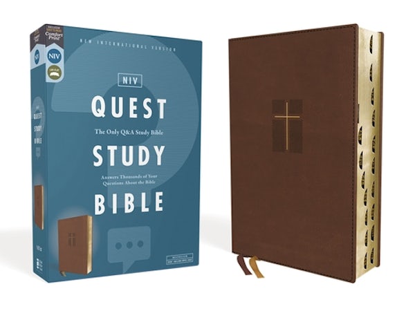 Cover image for Niv, Quest Study Bible, Leathersoft, Brown, Indexed, Comfort Print, isbn: 9780310450856