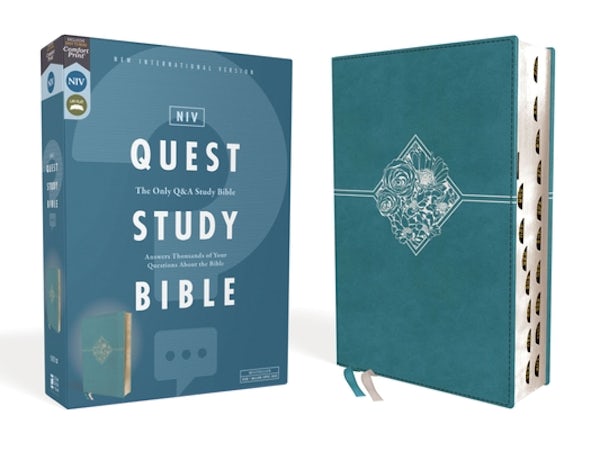 Cover image for Niv, Quest Study Bible, Leathersoft, Blue, Indexed, Comfort Print, isbn: 9780310450870