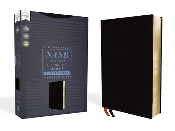 Cover image for Nasb, Thinline Bible, Large Print, Bonded Leather, Black, Red Letter Edition, 1995 Text, Comfort Print, isbn: 9780310450993
