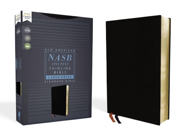 Cover image for Nasb, Thinline Bible, Large Print, Bonded Leather, Black, Red Letter Edition, 1995 Text, Comfort Print, isbn: 9780310450993