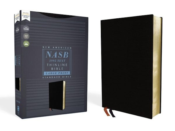 Cover image for Nasb, Thinline Bible, Large Print, Bonded Leather, Black, Red Letter Edition, 1995 Text, Comfort Print, isbn: 9780310450993