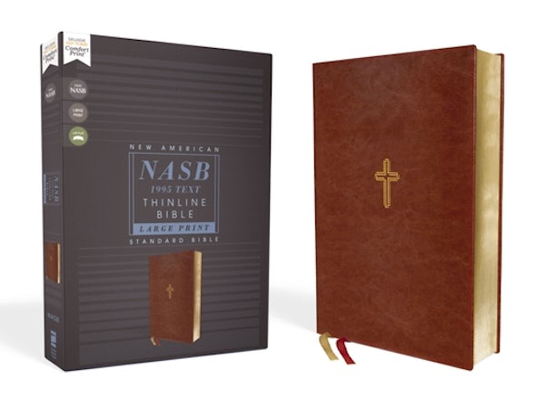 Cover image for Nasb, Thinline Bible, Large Print, Leathersoft, Brown, Red Letter Edition, 1995 Text, Comfort Print, isbn: 9780310451020