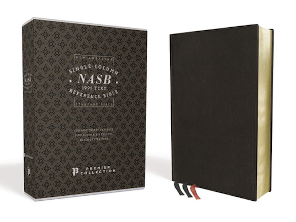 Cover image for Nasb, Single-Column Reference Bible, Premium Leather, Goatskin, Black, Premier Collection, 1995 Text, Comfort Print, isbn: 9780310451181
