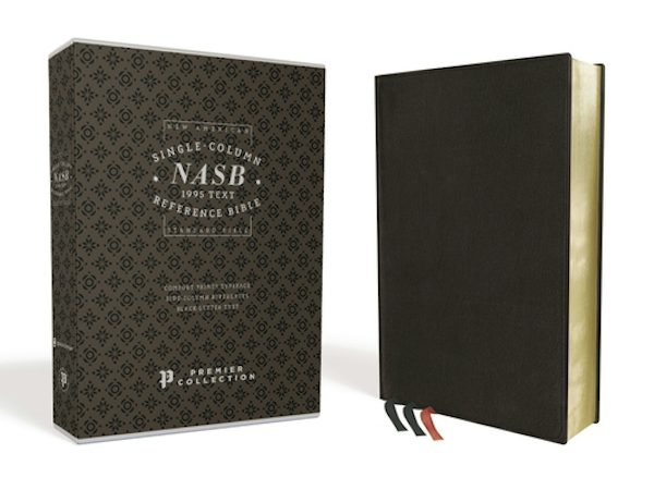 Cover image for Nasb, Single-Column Reference Bible, Premium Leather, Goatskin, Black, Premier Collection, 1995 Text, Comfort Print, isbn: 9780310451181