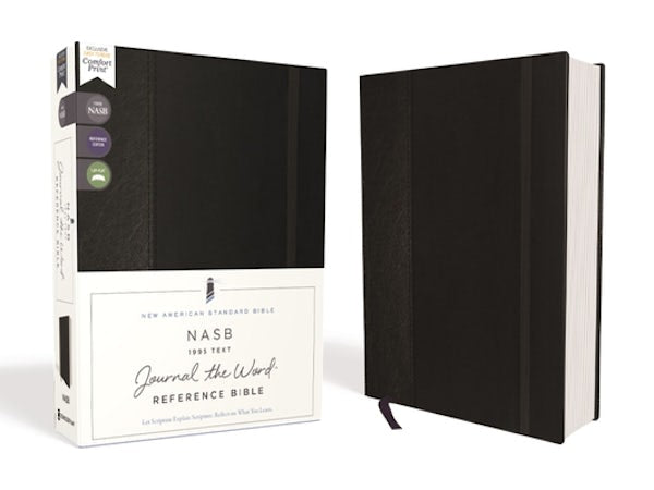 Cover image for Nasb, Journal the Word Reference Bible, Hardcover, Black, Elastic Closure, Red Letter Edition, 1995 Text, Comfort Print, isbn: 9780310451198