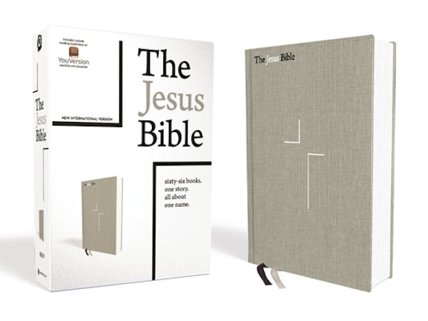 Cover image for The Jesus Bible, NIV Edition, Cloth Over Board, Gray Linen, Comfort Print, isbn: 9780310452195