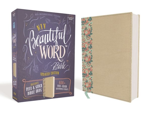Cover image for Niv, Beautiful Word Bible, Updated Edition, Peel/Stick Bible Tabs, Leathersoft Over Board, Gold/Floral, Red Letter, Comfort Print, isbn: 9780310453437