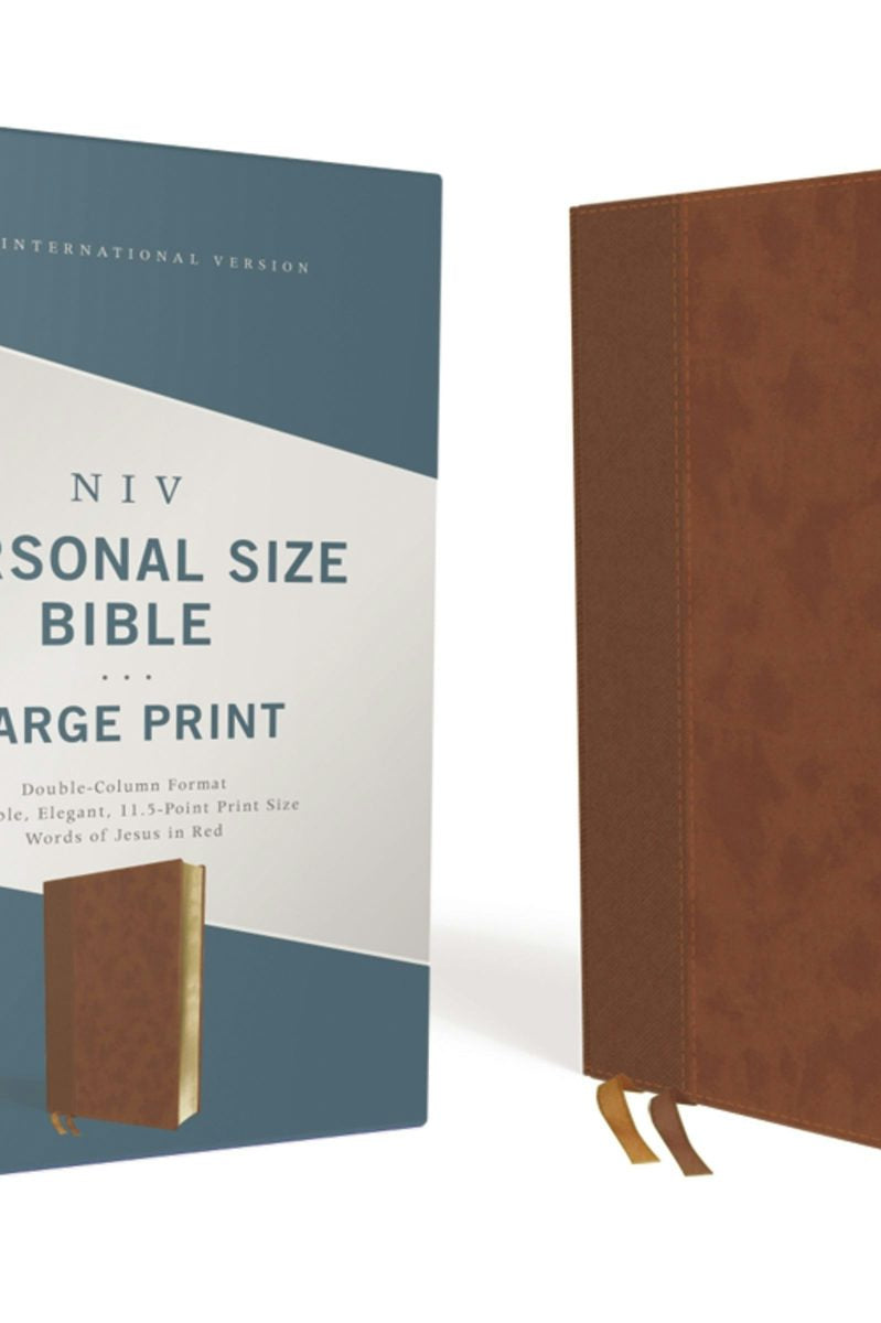 Cover image for Niv, Personal Size Bible, Large Print, Leathersoft, Brown, Red Letter Edition, Comfort Print, isbn: 9780310454274
