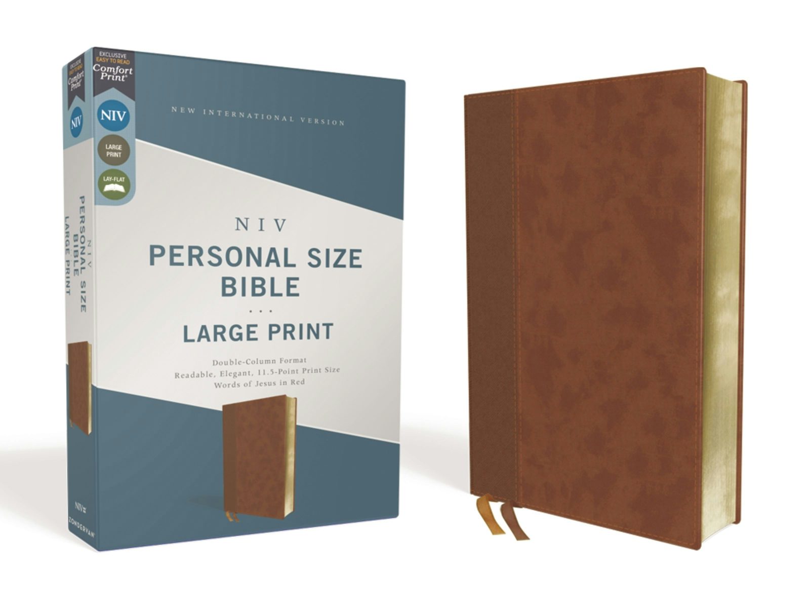 Cover image for Niv, Personal Size Bible, Large Print, Leathersoft, Brown, Red Letter Edition, Comfort Print, isbn: 9780310454274
