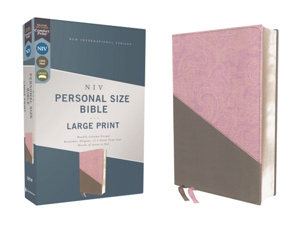 Cover image for Niv, Personal Size Bible, Large Print, Leathersoft, Pink/Gray, Red Letter Edition, Comfort Print, isbn: 9780310454298