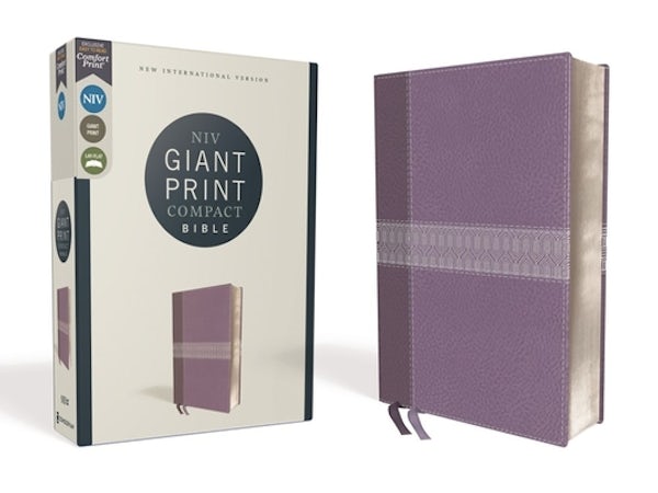 Cover image for Niv, Giant Print Compact Bible, Leathersoft, Purple, Red Letter Edition, Comfort Print, isbn: 9780310454724