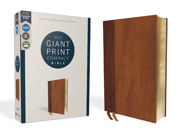 Cover image for Niv, Giant Print Compact Bible, Leathersoft, Brown, Red Letter Edition, Comfort Print, isbn: 9780310454731