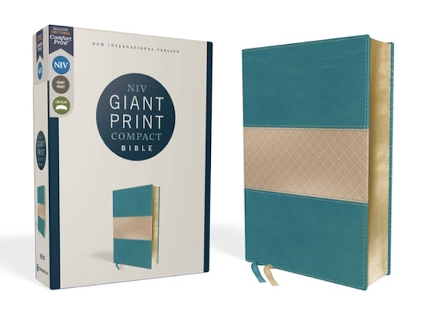 Cover image for Niv, Giant Print Compact Bible, Leathersoft, Teal, Red Letter Edition, Comfort Print, isbn: 9780310454755