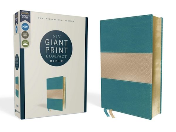 Cover image for Niv, Giant Print Compact Bible, Leathersoft, Teal, Red Letter Edition, Comfort Print, isbn: 9780310454755